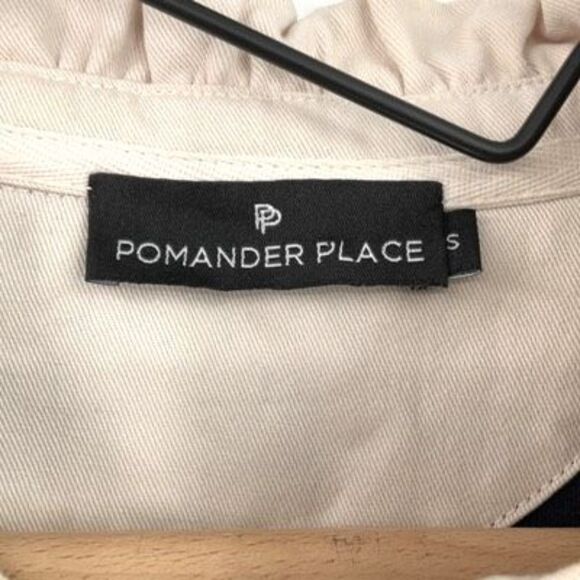 Pomander Place Navy Blue Ruffle Collar Puff Sleeve Mini Dress Small - Picture 3 of 9